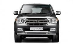 Двойная защита переднего бампера Petroil Tuning из труб диаметром по 63 мм Toyota Land Cruiser 200 дорестайлинг (2007-2012)