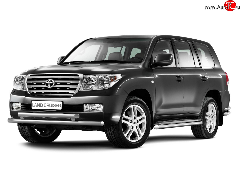 11 899 р. Защита порогов Petroil Tuning из круглой трубы диаметром 63 мм Toyota Land Cruiser 200 дорестайлинг (2007-2012)  с доставкой в г. Воронеж