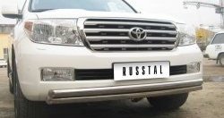 23 999 р. Защита переднего бампера (2 трубыØ63 мм, нержавейка) SLITKOFF  Toyota Land Cruiser  200 (2007-2012) дорестайлинг  с доставкой в г. Воронеж. Увеличить фотографию 1