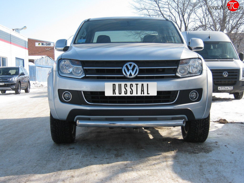 11 099 р. Одинарная защита переднего бампера Russtal диаметром 76 мм Volkswagen Amarok дорестайлинг (2009-2016)  с доставкой в г. Воронеж