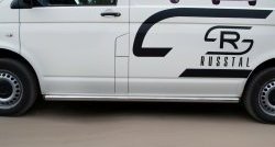 12 749 р. Правая защита порога SLITKOFF из круглой трубы диаметром 63 мм с заглушкой Volkswagen Transporter T5 дорестайлинг (2003-2009)  с доставкой в г. Воронеж. Увеличить фотографию 3