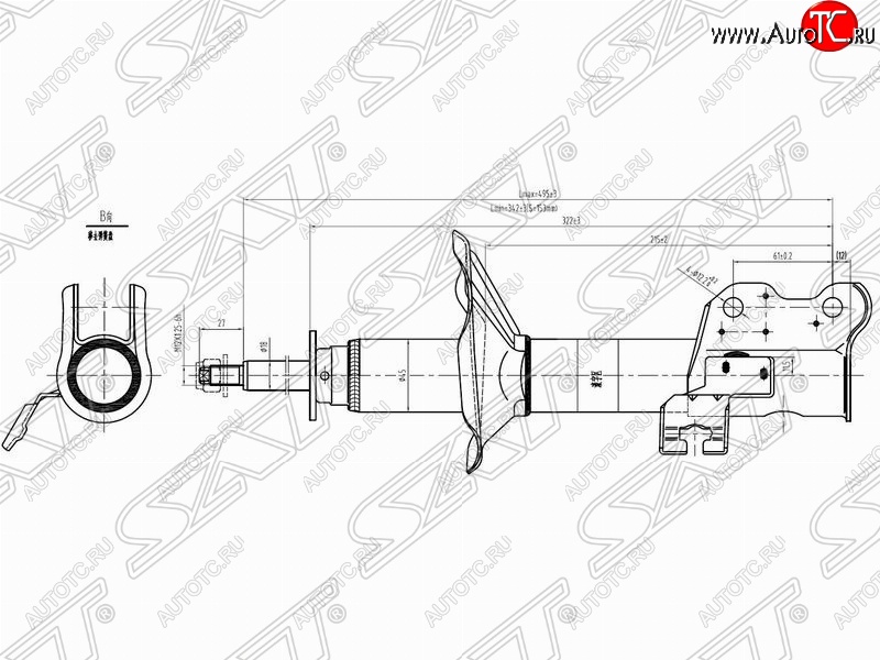 3 269 р. Правый амортизатор передний SAT Nissan 100NX (1990-1996)  с доставкой в г. Воронеж