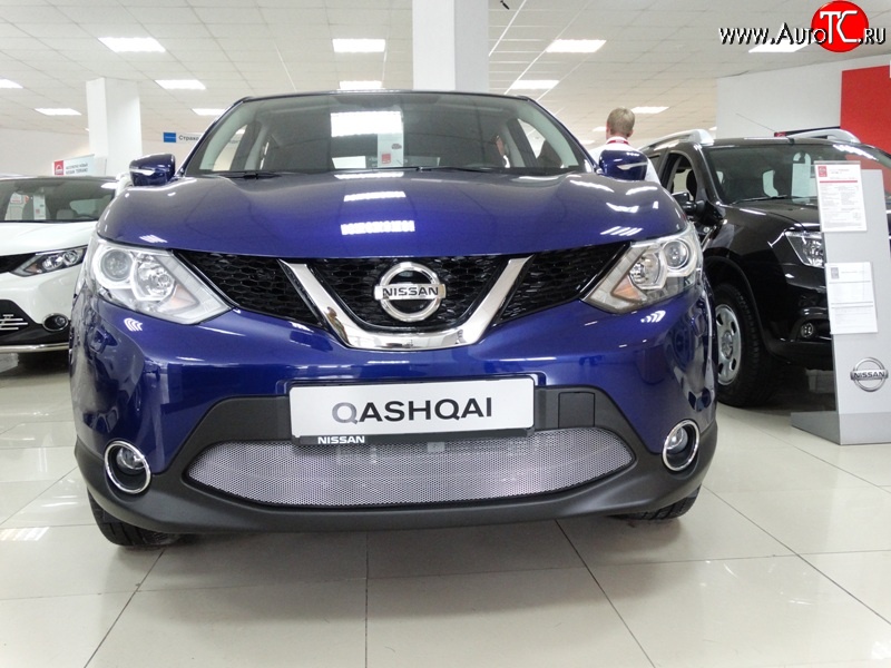 1 539 р. Сетка на бампер Russtal (хром) Nissan Qashqai 2 J11 рестайлинг (2017-2022)  с доставкой в г. Воронеж