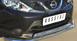 13 499 р. Защита переднего бампера (2 трубыØ75х42 и 63 мм, нержавейка) Russtal Nissan Qashqai 2 J11 дорестайлинг (2013-2019)  с доставкой в г. Воронеж. Увеличить фотографию 2