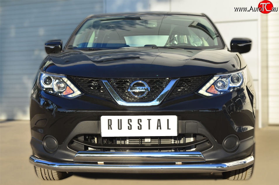 13 499 р. Защита переднего бампера (2 трубыØ75х42 и 63 мм, нержавейка) Russtal Nissan Qashqai 2 J11 дорестайлинг (2013-2019)  с доставкой в г. Воронеж