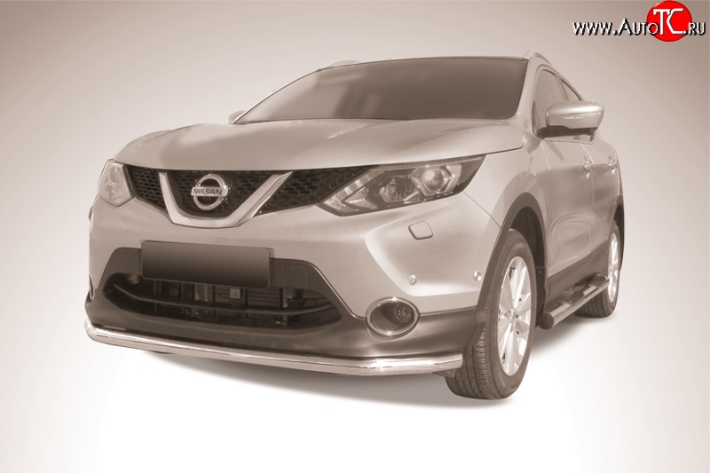 11 899 р. Одинарная защита переднего бампера из трубы диаметром 57 мм Slitkoff Nissan Qashqai 2 J11 дорестайлинг (2013-2019) (Нержавейка, Полированная)  с доставкой в г. Воронеж