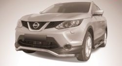 13 749 р. Фигурная защита переднего бампера диаметром 57 мм Slitkoff  Nissan Qashqai  2 (2013-2019) J11 дорестайлинг (Нержавейка, Полированная)  с доставкой в г. Воронеж. Увеличить фотографию 1