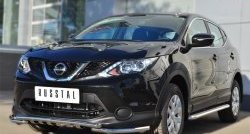 21 899 р. Защита переднего бампера (Ø42 мм с зубами, нержавейка) SLITKOFF  Nissan Qashqai  2 (2013-2019) J11 дорестайлинг  с доставкой в г. Воронеж. Увеличить фотографию 2