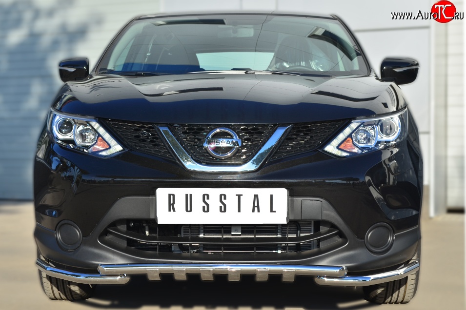 21 899 р. Защита переднего бампера (Ø42 мм с зубами, нержавейка) SLITKOFF  Nissan Qashqai  2 (2013-2019) J11 дорестайлинг  с доставкой в г. Воронеж