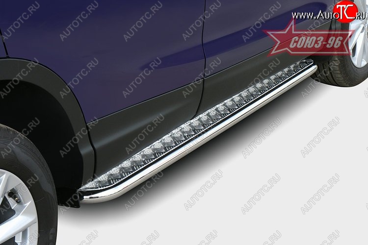 11 474 р. Защита порогов с листом Souz-96 (d42). Nissan Qashqai 2 J11 дорестайлинг (2013-2019)  с доставкой в г. Воронеж