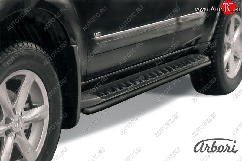 5 399 р. Защита штатных порогов Arbori (черная, d42 mm). Nissan Pathfinder R51 рестайлинг (2009-2014)  с доставкой в г. Воронеж
