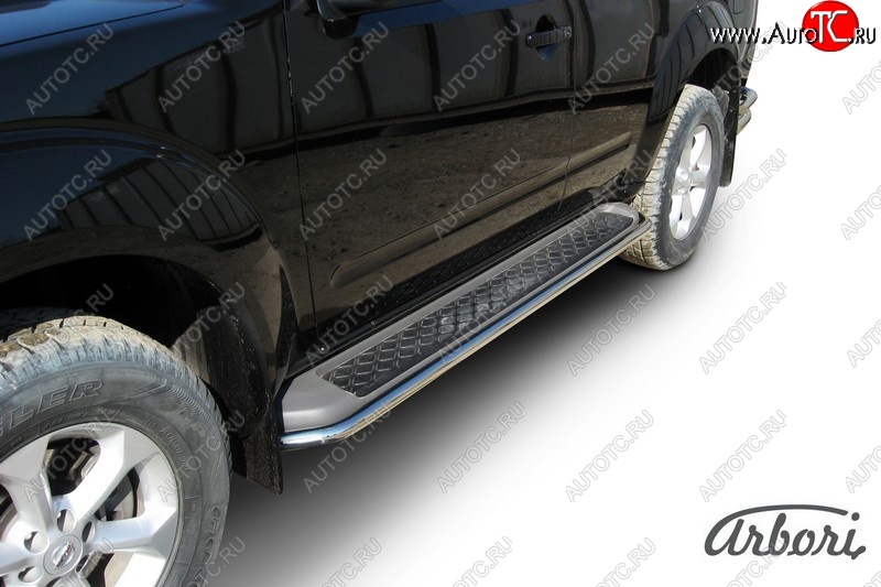 11 699 р. Защита заднего бампера Arbori (нержавейка, 1 труба d42 mm). Nissan Pathfinder R51 рестайлинг (2009-2014)  с доставкой в г. Воронеж