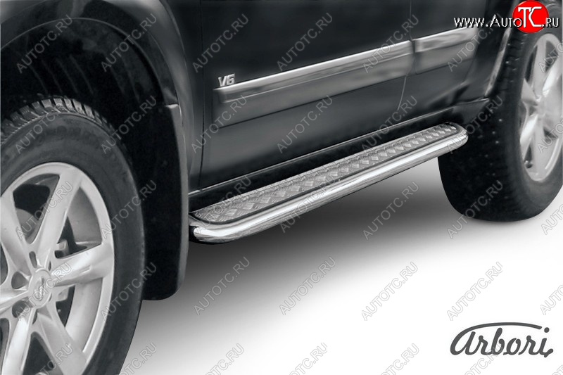 14 219 р. Защита штатных порогов с листом Arbori (нержавейка, алюминий, d57)  Nissan Pathfinder  R51 (2009-2014) рестайлинг  с доставкой в г. Воронеж