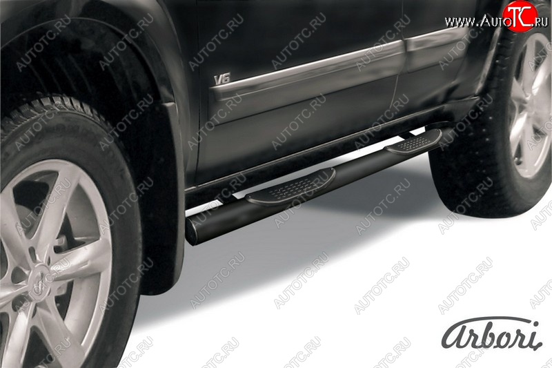 7 703 р. Защита штатных порогов Arbori (с проступью, черная, d76 mm).  Nissan Pathfinder  R51 (2009-2014) рестайлинг  с доставкой в г. Воронеж