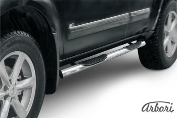 14 579 р. Защита штатных порогов Arbori (с проступью, нержавейка, d76 mm).  Nissan Pathfinder  R51 (2009-2014) рестайлинг  с доставкой в г. Воронеж. Увеличить фотографию 2