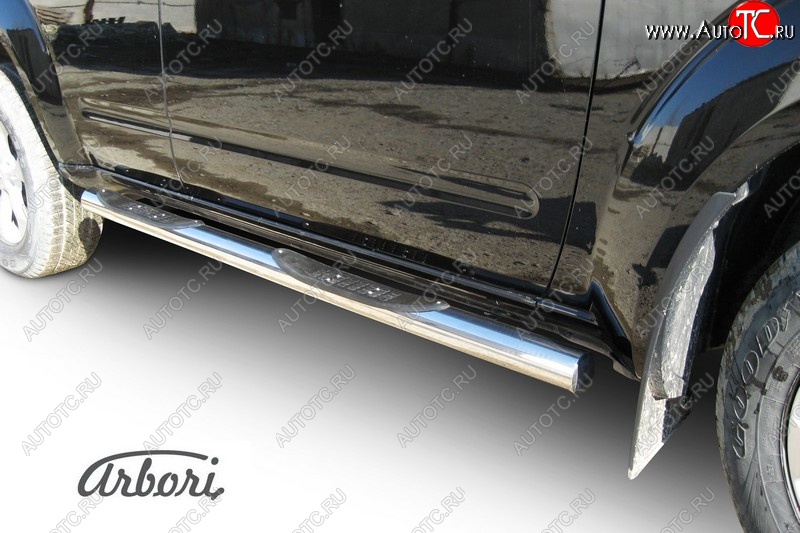 14 579 р. Защита штатных порогов Arbori (с проступью, нержавейка, d76 mm).  Nissan Pathfinder  R51 (2009-2014) рестайлинг  с доставкой в г. Воронеж
