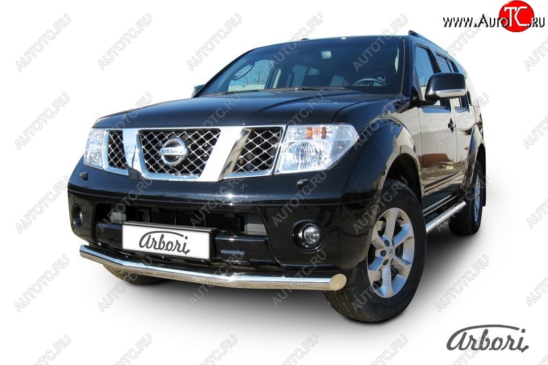 13 319 р. Защита переднего бампера Arbori (нержавейка, 1 труба d76 mm).  Nissan Pathfinder  R51 (2009-2014) рестайлинг  с доставкой в г. Воронеж