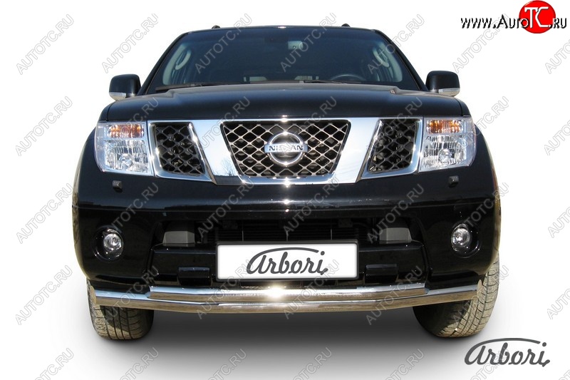 15 749 р. Защита переднего бампера Arbori (нержавейка, 2 трубы d76 и 57 mm) Nissan Pathfinder R51 рестайлинг (2009-2014)  с доставкой в г. Воронеж