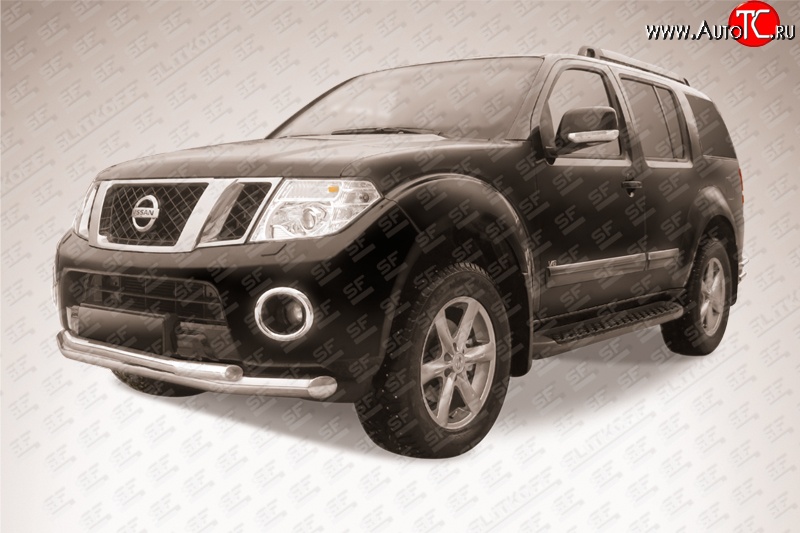 15 999 р. Защита переднего бампера Slitkoff (Ø76 и 57)  Nissan Pathfinder  R51 (2009-2014) рестайлинг (Нержавейка, Полированная)  с доставкой в г. Воронеж