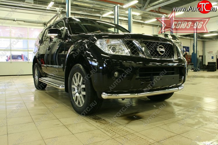 17 639 р. Защита переднего бампера одинарная Souz-96 (d76) Nissan Pathfinder R51 рестайлинг (2009-2014)  с доставкой в г. Воронеж
