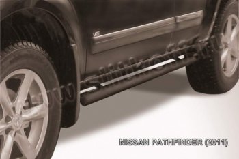 10 599 р. Защита порогов Slitkoff  Nissan Pathfinder  R51 (2009-2014) рестайлинг (Цвет: серебристый)  с доставкой в г. Воронеж. Увеличить фотографию 2