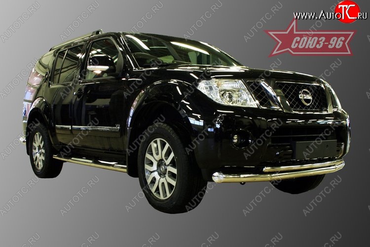 23 669 р. Защита переднего бампера двойная Souz-96 (d76/42)  Nissan Pathfinder  R51 (2009-2014) рестайлинг  с доставкой в г. Воронеж
