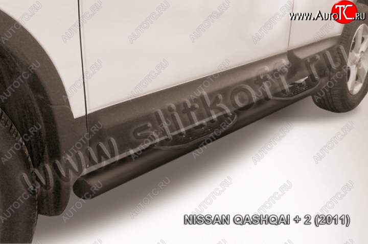 11 649 р. Защита порогов Slitkoff  Nissan Qashqai +2  1 (2010-2014) J10 рестайлинг (Цвет: серебристый)  с доставкой в г. Воронеж