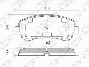 1 199 р. Комплект тормозных колодок SAT  Nissan Qashqai  1 (2007-2010), Nissan Qashqai +2  1 (2008-2014), Nissan X-trail  2 T31 (2007-2015), Renault Koleos ( 1) (2007-2016)  с доставкой в г. Воронеж. Увеличить фотографию 1