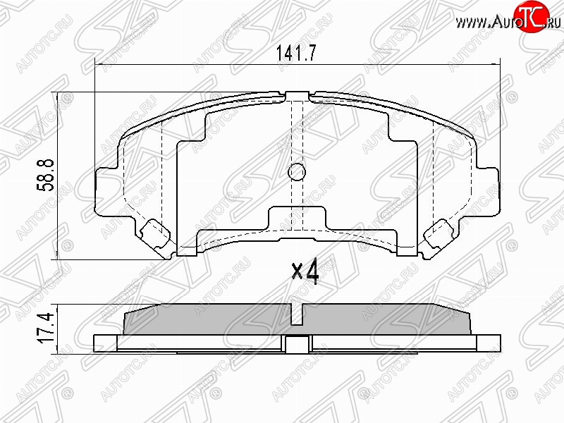 1 199 р. Комплект тормозных колодок SAT  Nissan Qashqai  1 (2007-2010), Nissan Qashqai +2  1 (2008-2014), Nissan X-trail  2 T31 (2007-2015), Renault Koleos ( 1) (2007-2016)  с доставкой в г. Воронеж