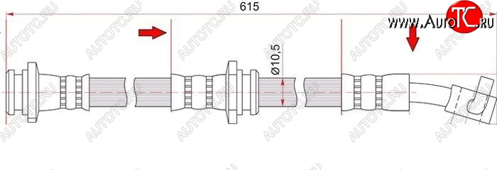 799 р. Тормозной шланг SAT (передний, левый) Nissan Tiida 1 хэтчбек C11 рестайлинг (2010-2014)  с доставкой в г. Воронеж