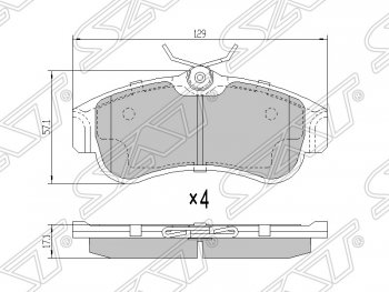 919 р. Колодки тормозные SAT (передние) Nissan Almera N15 седан дорестайлинг (1995-1998)  с доставкой в г. Воронеж. Увеличить фотографию 1