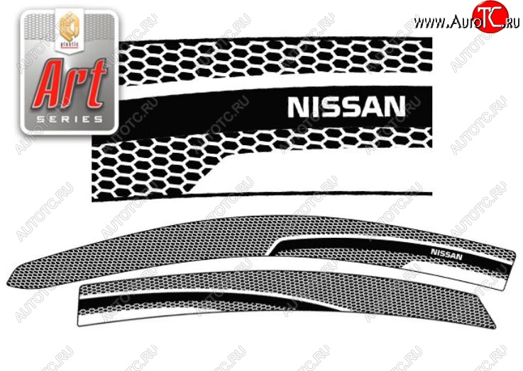 2 199 р. Дефлектора окон CA-Plastic  Nissan Almera  G15 (2012-2019) седан (Серия Art черная, Без хром.молдинга)  с доставкой в г. Воронеж
