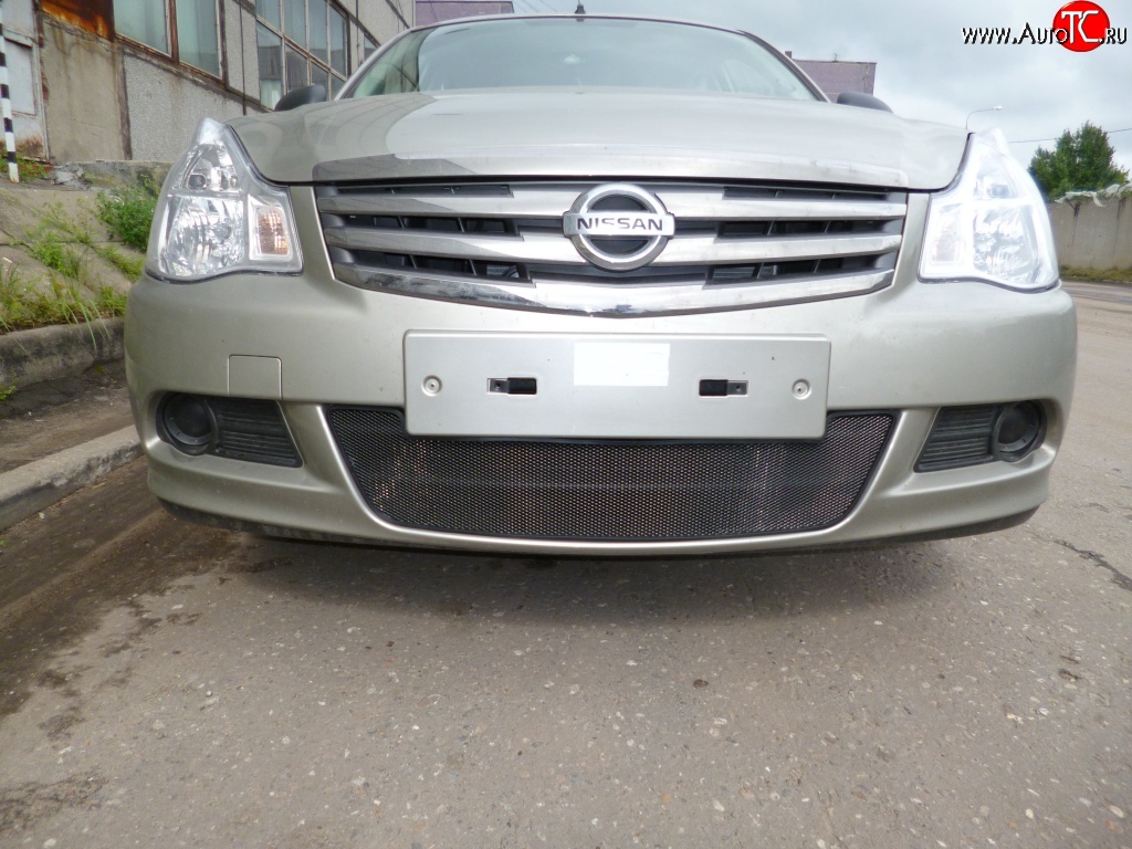 2 089 р. Сетка на бампер Russtal (черная) Nissan Almera G15 седан (2012-2019)  с доставкой в г. Воронеж