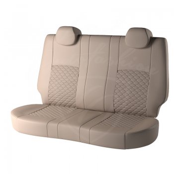 6 399 р. Чехлы для сидений (G11/G15) Lord Autofashion Турин Соты (экокожа)  Nissan Almera  G15 (2012-2019) седан (Бежевый, вставка Бежевая, строчка Бежевая)  с доставкой в г. Воронеж. Увеличить фотографию 2