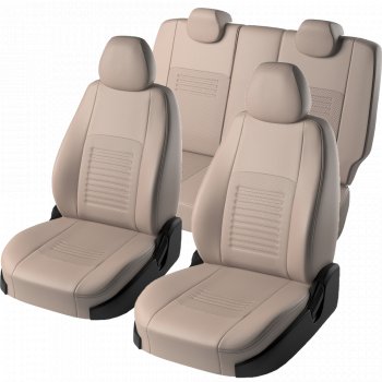 6 799 р. Чехлы для сидений Lord Autofashion Турин (экокожа, сплошная спинка, 3 Г-образных подголовника)  Nissan Almera Classic  седан (2006-2013) B10 (Бежевый, вставка бежевая)  с доставкой в г. Воронеж. Увеличить фотографию 2