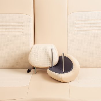 6 799 р. Чехлы для сидений Lord Autofashion Турин (экокожа, сплошная спинка, 3 Г-образных подголовника)  Nissan Almera Classic  седан (2006-2013) B10 (Бежевый, вставка бежевая)  с доставкой в г. Воронеж. Увеличить фотографию 5