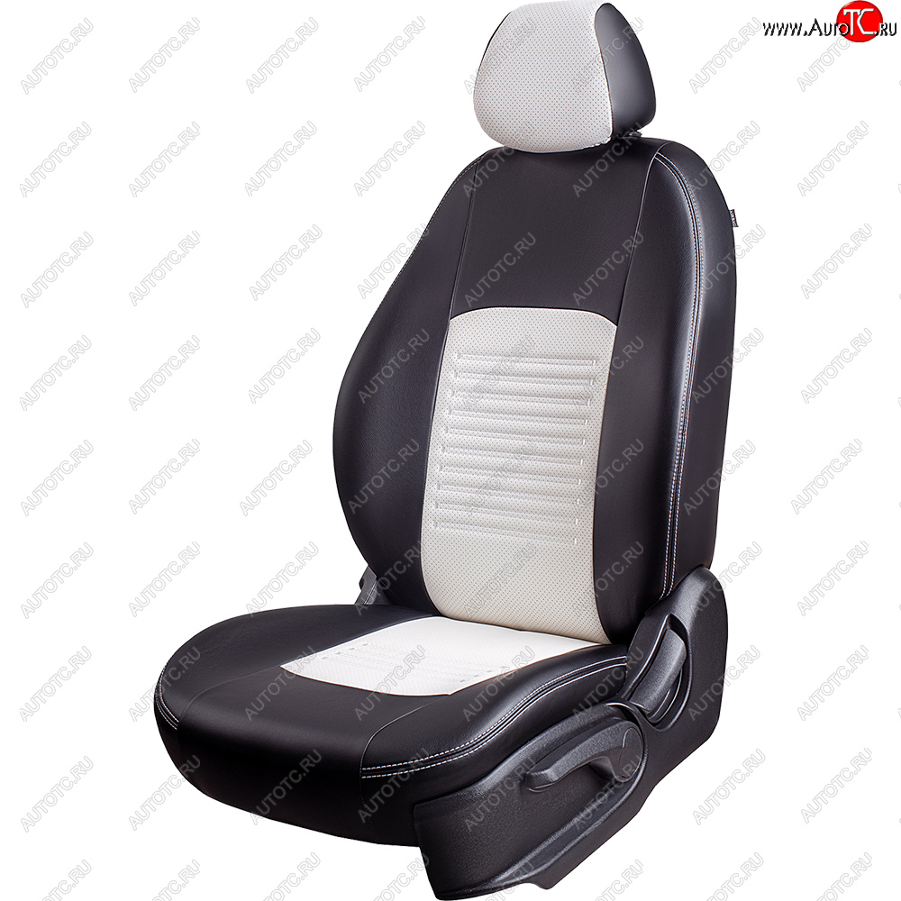 6 799 р. Чехлы для сидений Lord Autofashion Турин (экокожа, сплошная спинка, 3 Г-образных подголовника)  Nissan Almera Classic  седан (2006-2013) B10 (Черный, вставка белая)  с доставкой в г. Воронеж