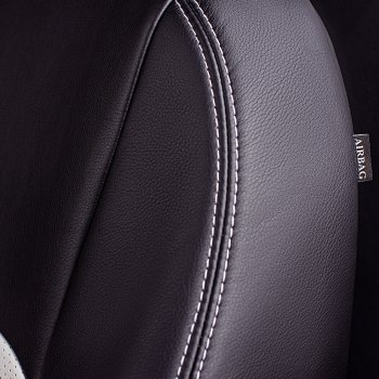 6 799 р. Чехлы для сидений Lord Autofashion Турин (экокожа, сплошная спинка, 3 Г-образных подголовника)  Nissan Almera Classic  седан (2006-2013) B10 (Черный, вставка белая)  с доставкой в г. Воронеж. Увеличить фотографию 4