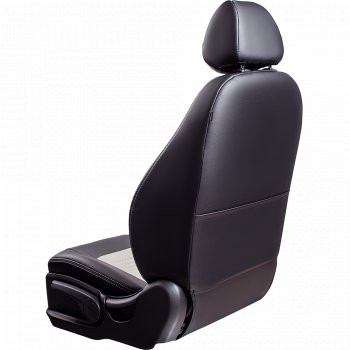 6 799 р. Чехлы для сидений Lord Autofashion Турин (экокожа, сплошная спинка, 3 Г-образных подголовника)  Nissan Almera Classic  седан (2006-2013) B10 (Черный, вставка белая)  с доставкой в г. Воронеж. Увеличить фотографию 3