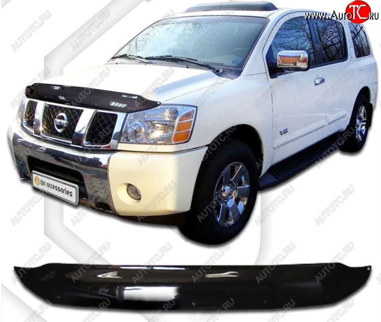 2 159 р. Дефлектор капота CA-Plastic  Nissan Armada (2003-2007) TA60 дорестайлинг (Classic черный, Без надписи)  с доставкой в г. Воронеж
