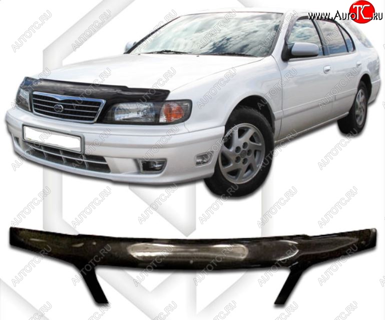 2 199 р. Дефлектор капота (exclusive ) CA-Plastiс   Nissan Cefiro  A32 (1994-1998) (серия Classic черный, Без надписи)  с доставкой в г. Воронеж