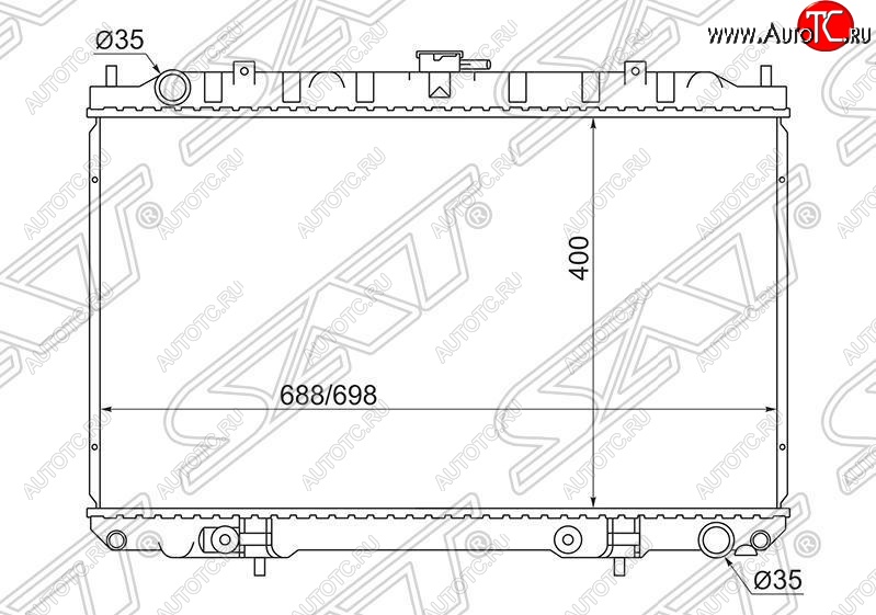 4 899 р. Радиатор двигателя (трубчатый, 2.0/3.0, МКПП/АКПП) SAT Nissan Maxima A33 дорестайлинг (2000-2003)  с доставкой в г. Воронеж