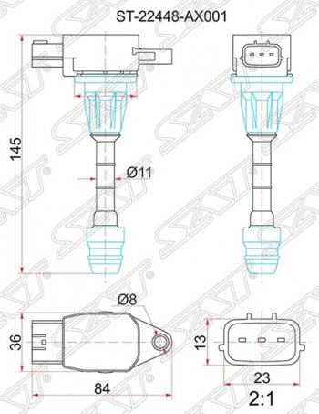 1 479 р. Катушка зажигания SAT Nissan Cube 2 (2002-2008)  с доставкой в г. Воронеж. Увеличить фотографию 1