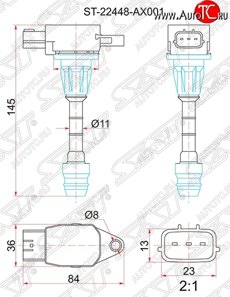 1 479 р. Катушка зажигания SAT Nissan Cube 2 (2002-2008)  с доставкой в г. Воронеж