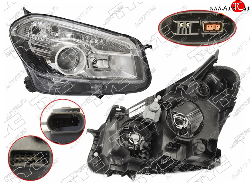 17 599 р. Правая фара (ксенон, с электрокорректором, Евросвет) TYC Nissan Qashqai +2 1 J10 рестайлинг (2010-2014)  с доставкой в г. Воронеж