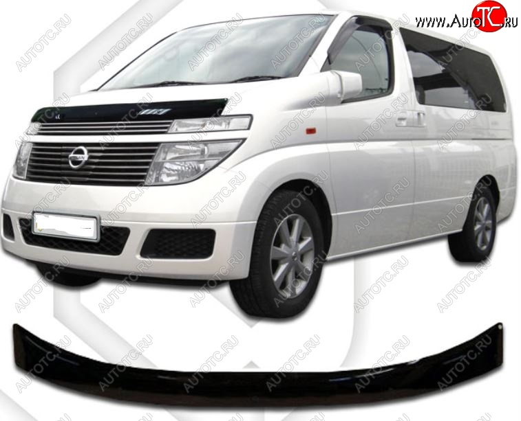 1 899 р. Дефлектор капота CA-Plastic Nissan Elgrand 2 рестайлинг (2004-2010) (серия Classic черный, Без надписи)  с доставкой в г. Воронеж