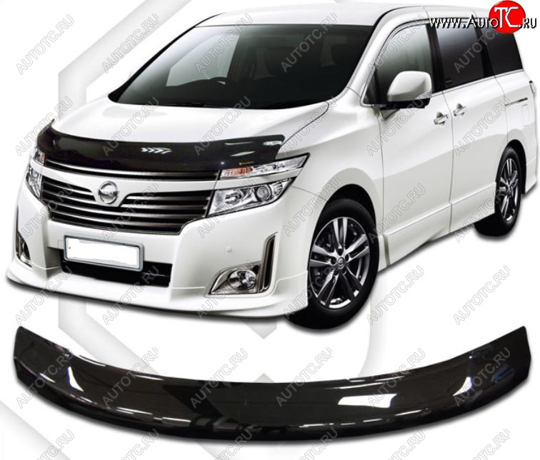 2 199 р. Дефлектор капота CA-Plastic  Nissan Elgrand  3 (2010-2025) дорестайлинг, рестайлинг (Classic черный, Без надписи)  с доставкой в г. Воронеж