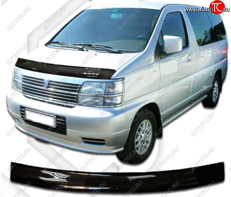1 999 р. Дефлектор капота CA-Plastic Nissan Elgrand 1 (1997-2002) (Classic черный, Без надписи)  с доставкой в г. Воронеж