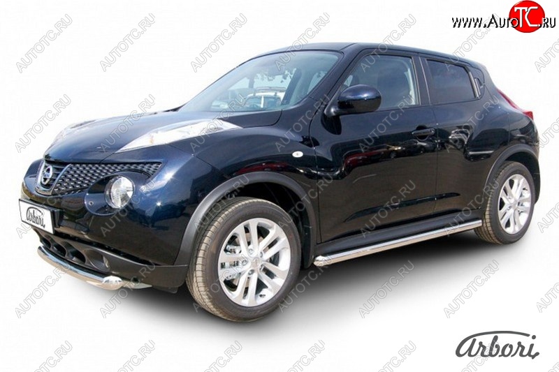 12 149 р. Защита штатных порогов 2WD Arbori (нержавейка, d57 mm). Nissan Juke 1 YF15 дорестайлинг (2010-2014)  с доставкой в г. Воронеж