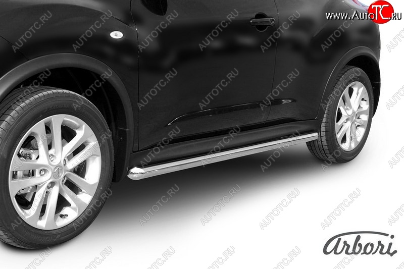 12 959 р. Защита штатных порогов 2WD Arbori (нержавейка, d76 mm). Nissan Juke 1 YF15 рестайлинг (2014-2020)  с доставкой в г. Воронеж